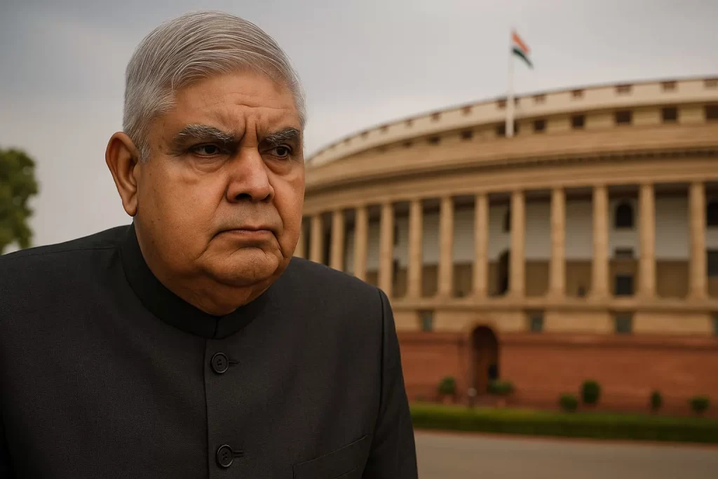 राजनीति बनाम संविधान — उपराष्ट्रपति जगदीप धनखड़ का इस्तीफा सिर्फ़ स्वास्थ्य कारण था या सत्ता का दबाव?